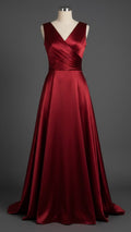 Wine Red Satin Evening Gown