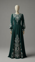 Deep Emerald Embroidered Gown