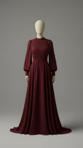 Classic Maroon Pleated Gown