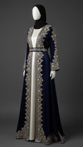 Midnight Blue Velvet Embroidered Abaya