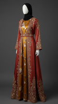 Rust & Mustard Floral Layered Abaya